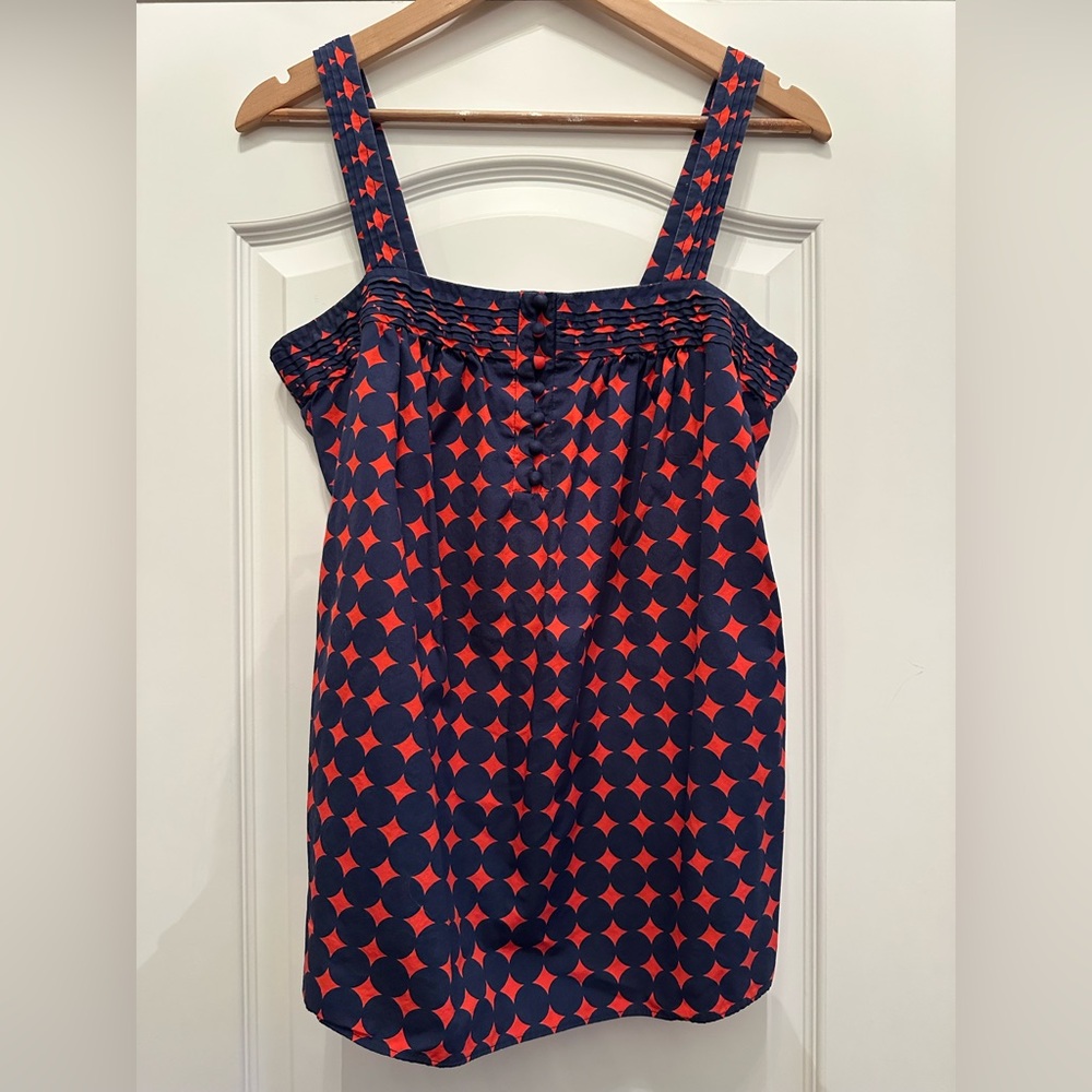 J Crew sleeveless Navy and Red Geometric Women's Top